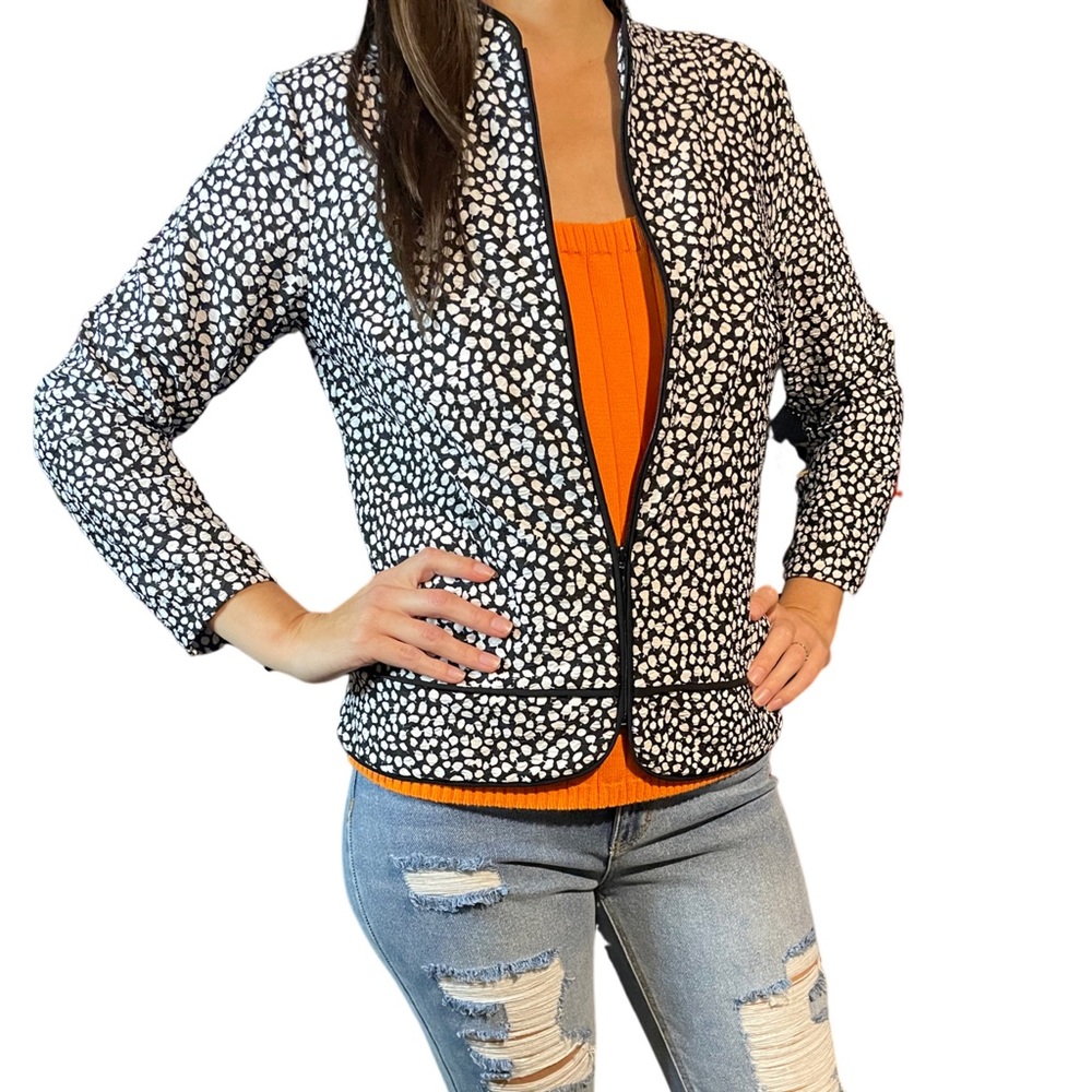 Laura Ashley, zip up, women’s black and white jacket. Small